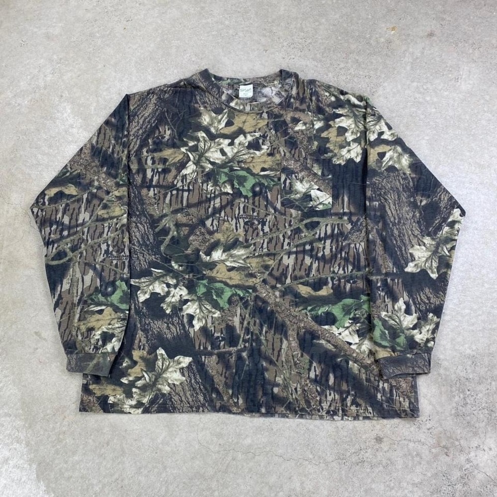 Vintage‎ 90s Trail Crest Real Tree Camo Long Sleeve Shirt Size XXL Brown Outdoor